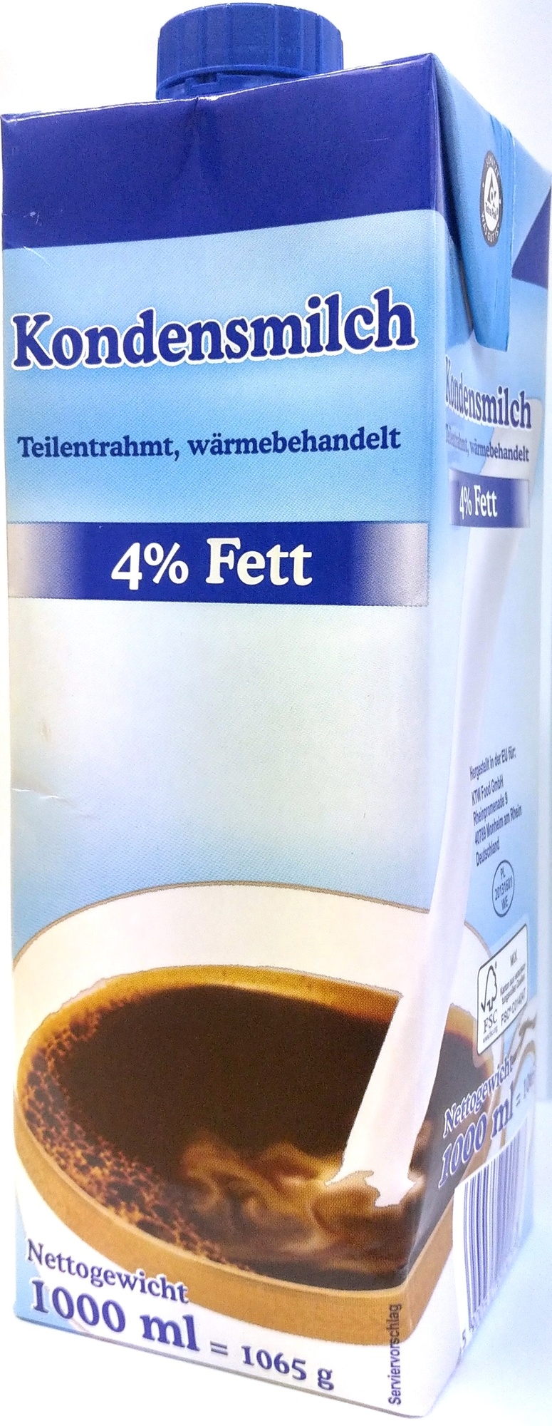Kaffeemilch 4 % Fett 1000ml