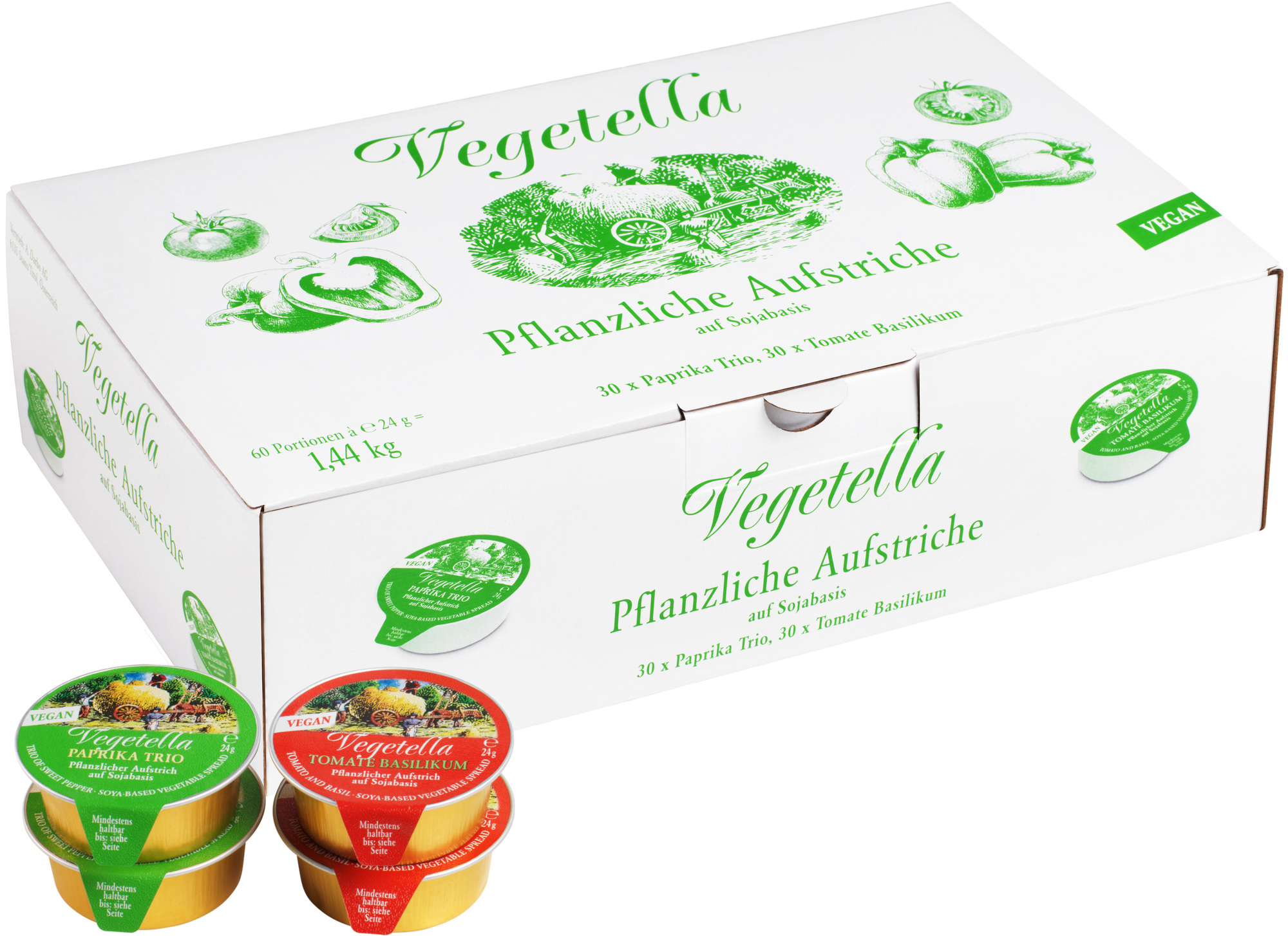 Pflanzliche Aufstriche Paprika Trio + Tomate Basilikum 24g